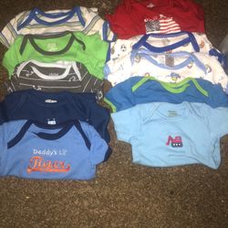 Baby Boys Bundle Of One Pieces (10)  Size 3-6 Months 