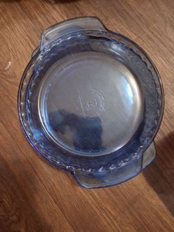 Blue Glass Pie Dish with Handles set of two