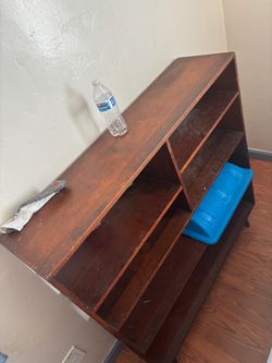 Dark Wood Bookshelf with Open Shelves