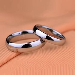 4mm Stainless Steel Couple’s Promise Engagement Wedding Ring Set For His & Her