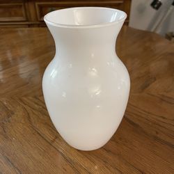 Beautiful White 8” Glass Vase - Lightweight