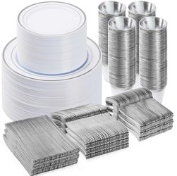 BESTVIP 600PCS Silver Dinnerware Set For 100 Guests,