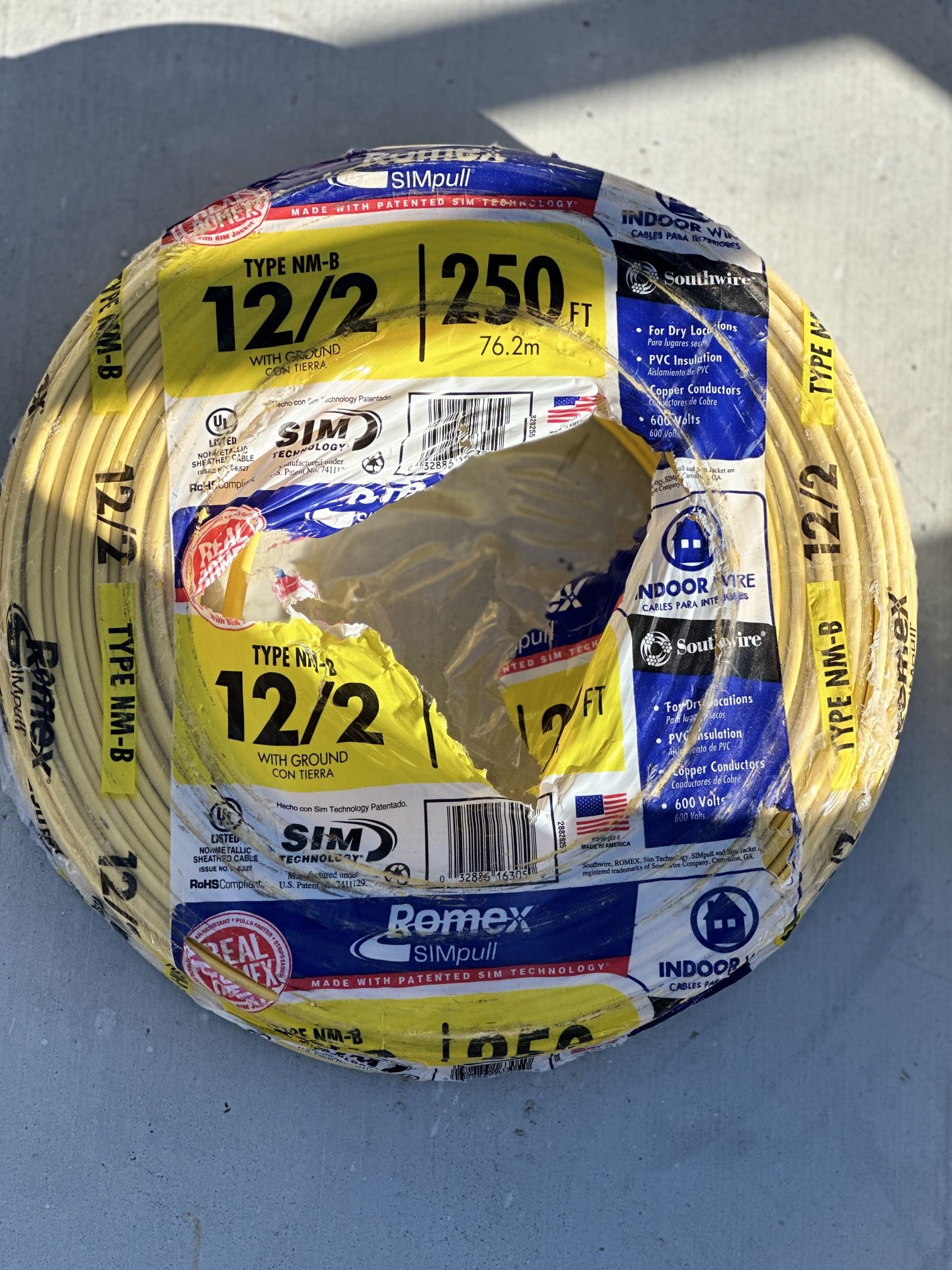 Electrical Wire 250 ft. 12/2 Solid Romex