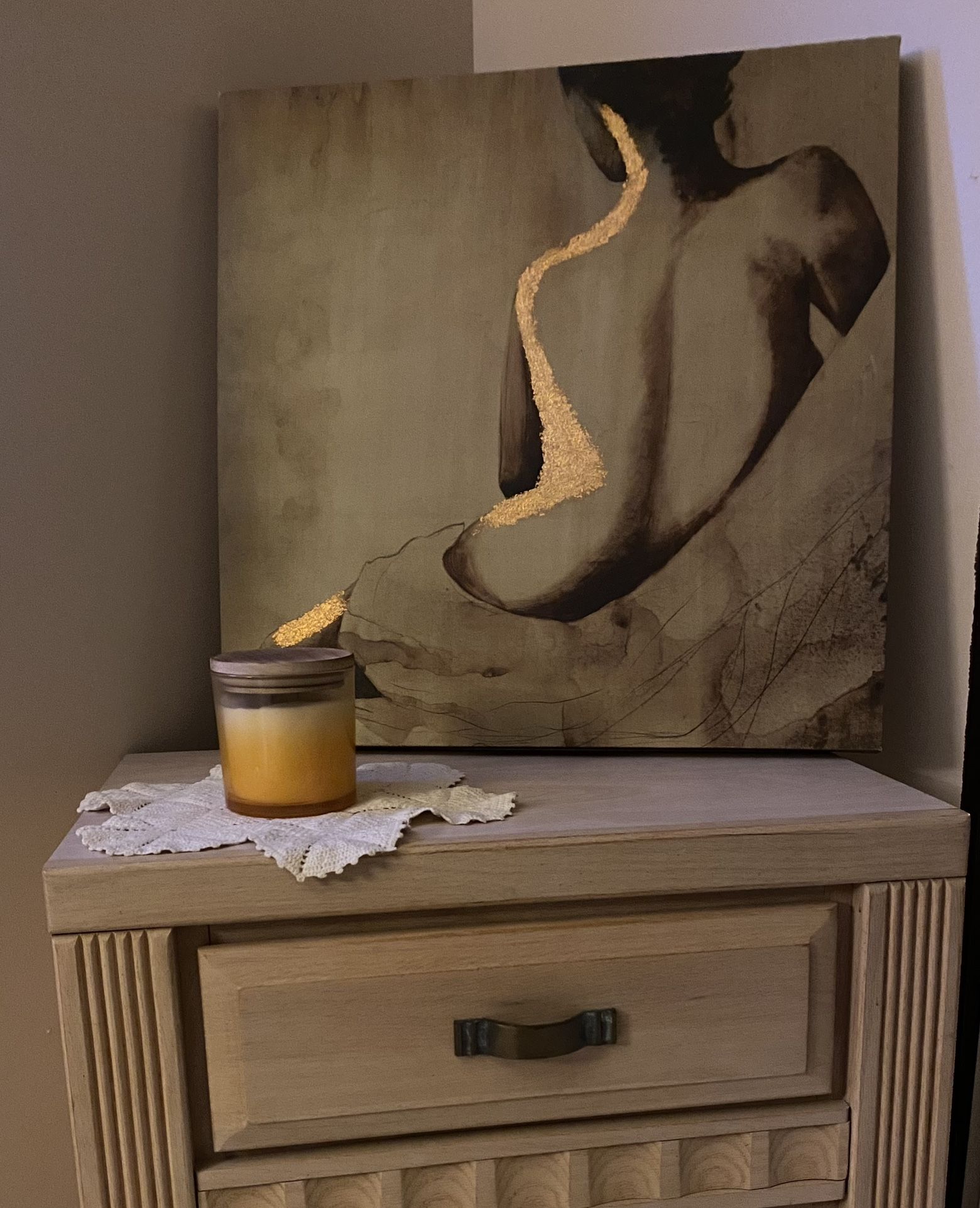 Canvas Painting- Beautiful Woman Silhouette With Gold Accents