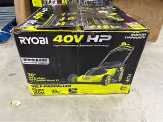 BRAND NEW IN BOX Shop RYOBI 40V HP Brushless 20 in. Cordless Electric Battery Walk Behind Self-Propelled Lawn Mower with 6.0 Ah Battery and Charger