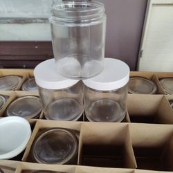 6-in glass jars /plastic lids great for herb,tinctures, spices, seeds or whatever you want to organize in them 24 jar case $15 firm or case without li