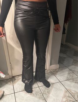 Leather bell bottom pants