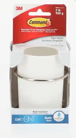 Command Bath White & Satin Nickel Accessory Toothbrush Organizer, 1 Organizer