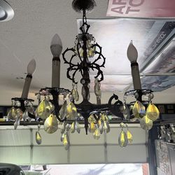 European 5 arm crystal brass chandelier