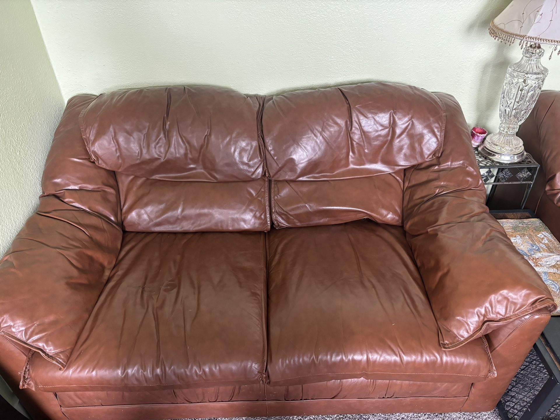 Brown Leather Couch Set