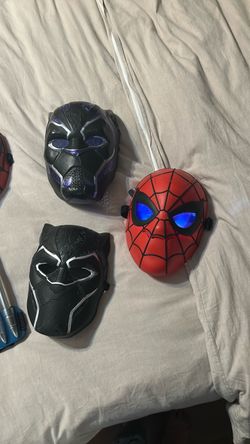 Spider-Man, Wolverine, black panther masks