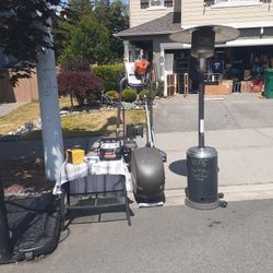 Patio Heater, Elliptical, Weed Wacker, Jump Starter Air Compressor, Mini Heater