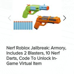 NERF Roblox Jailbreak: Armory, Includes 2 Hammer-Action Blasters, 10 Elite  Darts, Code to Unlock in-Game Virtual Item