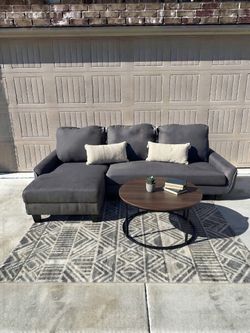 FREE DELIVERY - Super Cozy Grey Chaise Sectional / Sleeper Sofa