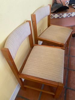 Pair of Wood Frame Upholstered Dining Chairs