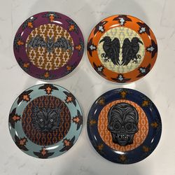 Crate & Barrel Halloween Plates 8” Set Of 4 