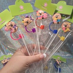 New Capybara Glass Straws With Toppers And Cleaning Brush - $3 Each