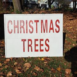 Large 4' Vintage Metal Christmas Trees Sign 