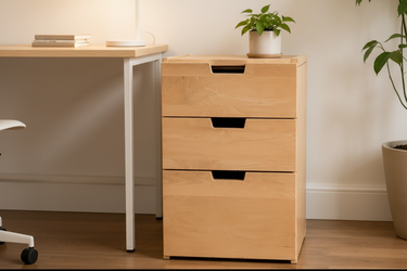 Light Wood Three-Drawer file cabinet