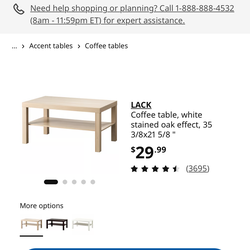 IKEA coffee table, white stained oak effect