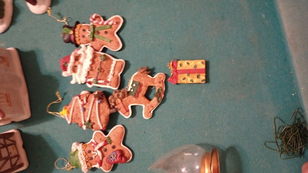 Six Gingerbread Ceramic Tree Decorations For Christmas Tree