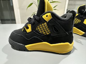 Nike Air Jordan 4 Retro TD Thunder Black Yellow BQ7670-017 Baby Toddlers Size 6C