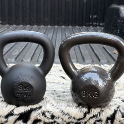 PAIR  OF   8kg. =  18  POUND  KETTLEBELLS 