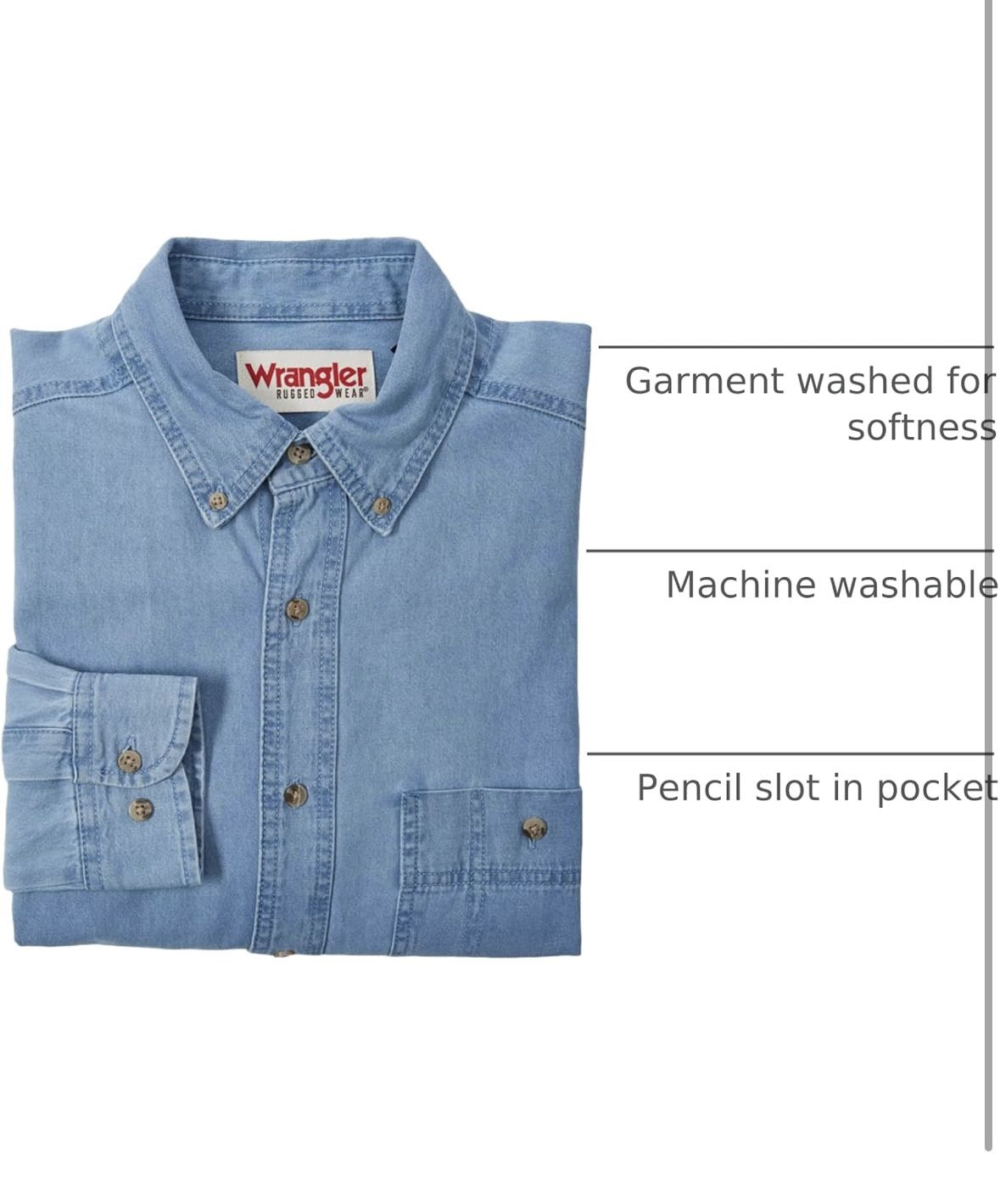 Wrangler Men’s Denim Button Down Shirt