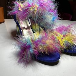 multi color fluffy shoes