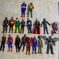 A Lot Of 16 Marvel Action Figures & 1 DC Character