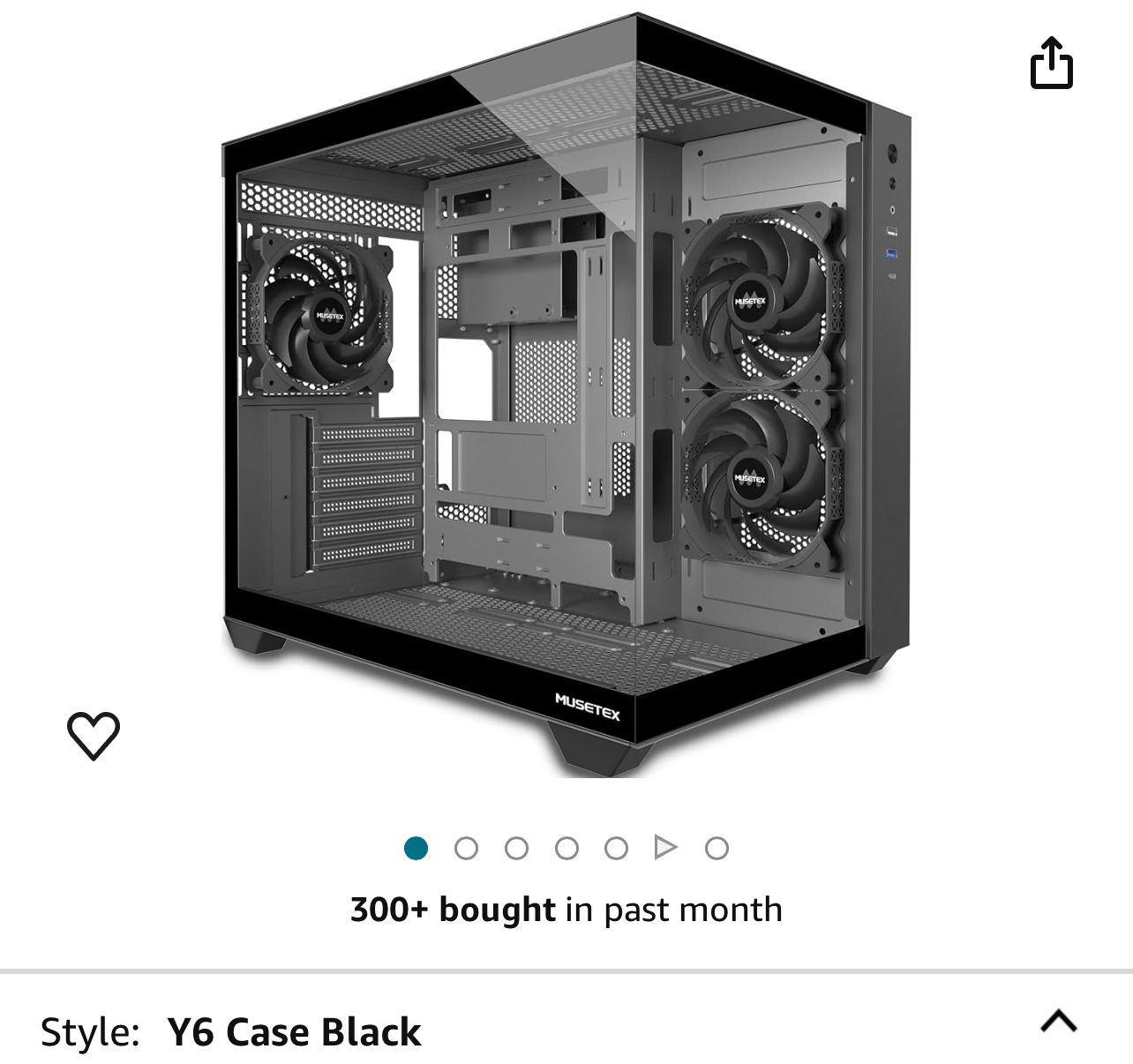 MUSETEX ATX PC Case, 3 x 120mm Fans Pre-Installed, 360MM RAD Support, 270° Full View Tempered Glass Gaming PC Case with Type-C, Mid Tower ATX Computer