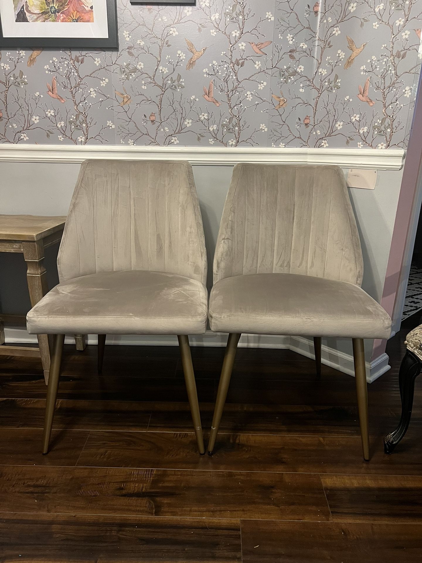 Two Velvet Dining Chairs Like West Elm