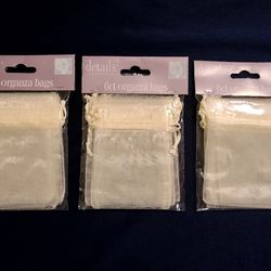 Three (3) Packs Of 6ct Organza Bags 3"x4" $2 Per Pack