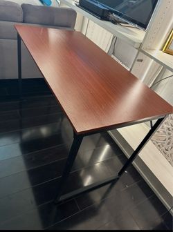 Wood Top Desk with Black Metal Frame
