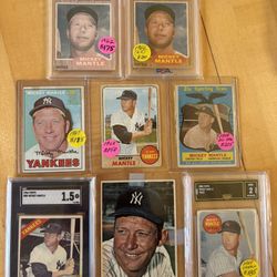 (10) MICKEY MANTLE BASEBALL CARDS * (6) GRADED