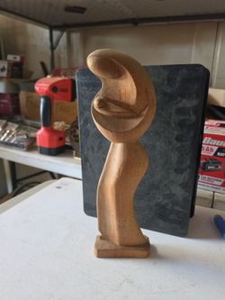 Abstract Hand-Carved Wood Sculpture