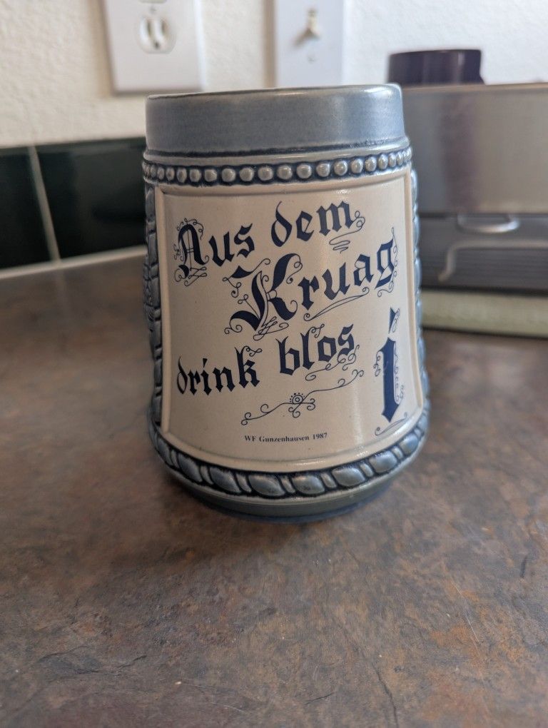 #J11 vintage German beer stein or "Bierkrug"
This beerstein is about 5 and 1/2 in tall