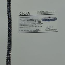 13.66CT Tanzanite Sterling Silver Bracelet