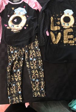 Girls XS 4/5 shopkins long sleeve shirt leggings nightgown