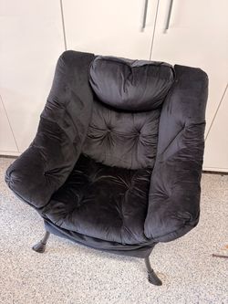 Black Velvet Tufted Accent Chair with Headrest