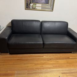 Black Leather Sofa (as is)