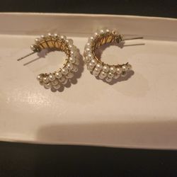 Vintage 1930 Four-layer Pearl And Gold Spiral Hoop Earrings Bought From Sears Over 50 Years Ago