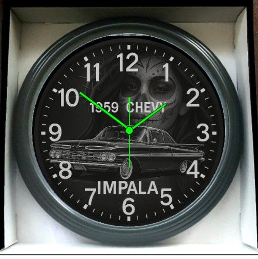 1959 Chevy Impala Lowrider Glow In The Dark Wall Clock New!