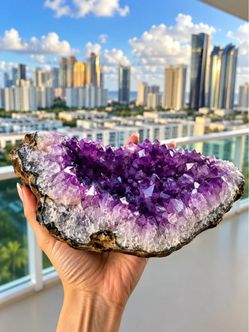Large Natural Amethyst Crystal Geode – 9” Deep Purple
