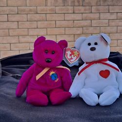1994 Beanie Babies Ty Valentino And 2000 Millennium Ty Beanie Babies