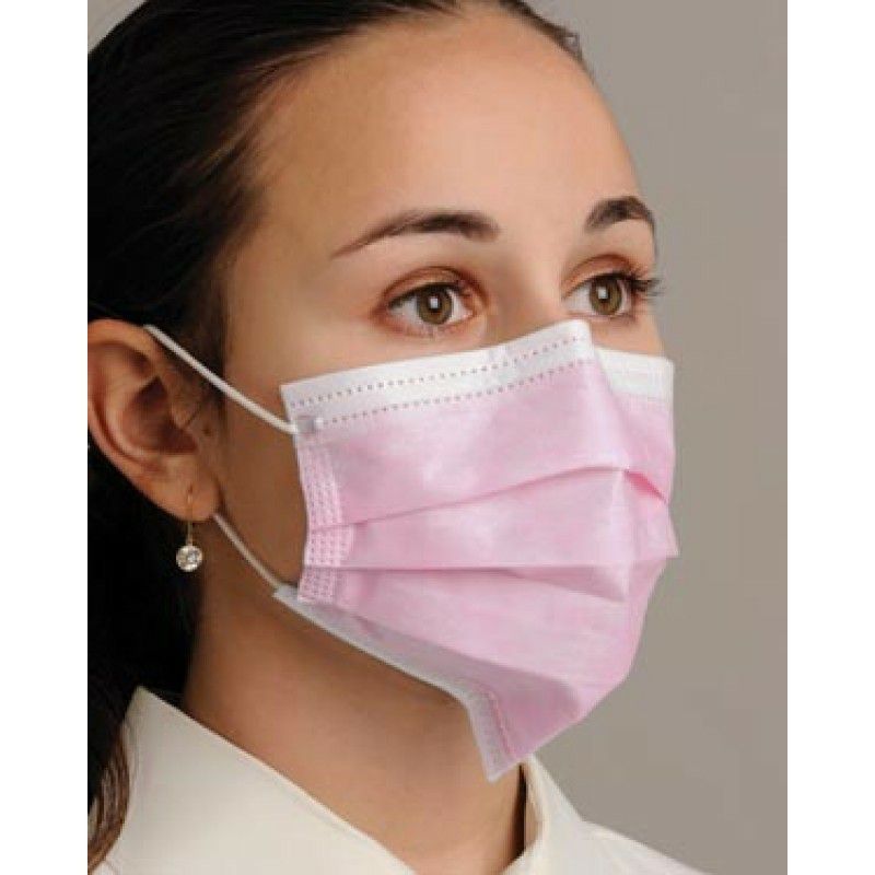 50 PC 4-Ply Disposable Face Mask Medical Surgical Dental Earloop Anti-Dust Pink