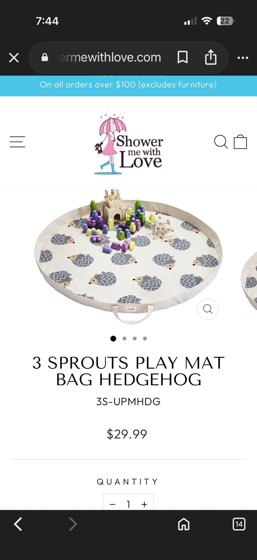 New 3 Sprouts Convertible Toy Storage Bag and Portable Play Mat