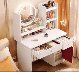 Modern White Wooden Vanity Desk