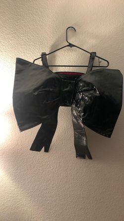 Oversized black bow backpack featured in Fortnite patented leather like material brand new