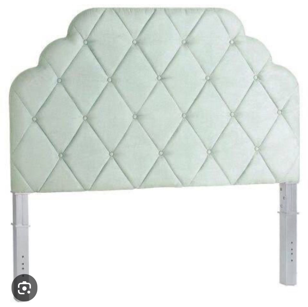 Queen Seafoam Green Pier I Headboard & Metal Frame (Hayworth Collection)